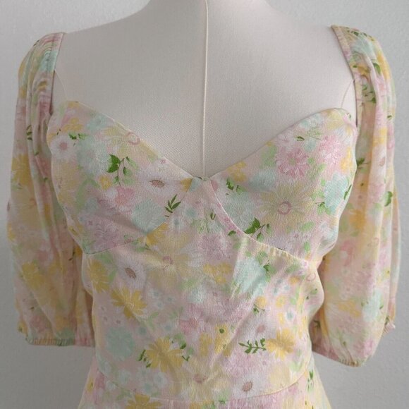 Sophie Rue by Anthropologie Puff Sleeve Mini Floral Dress Cottagecore - Picture 9 of 10